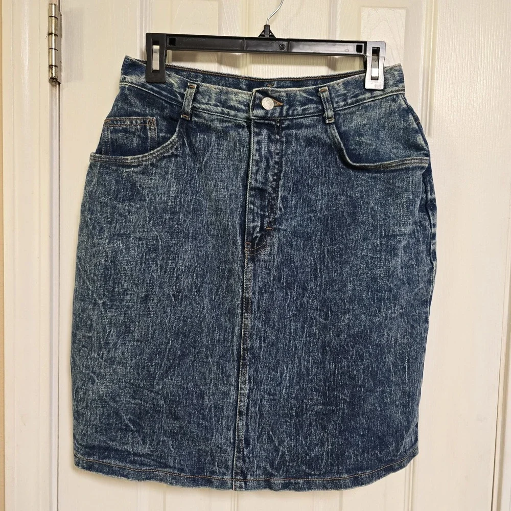 JORDACHE‎ High Waist Acid Dark Wash Denim Skirt 6? VINTAGE